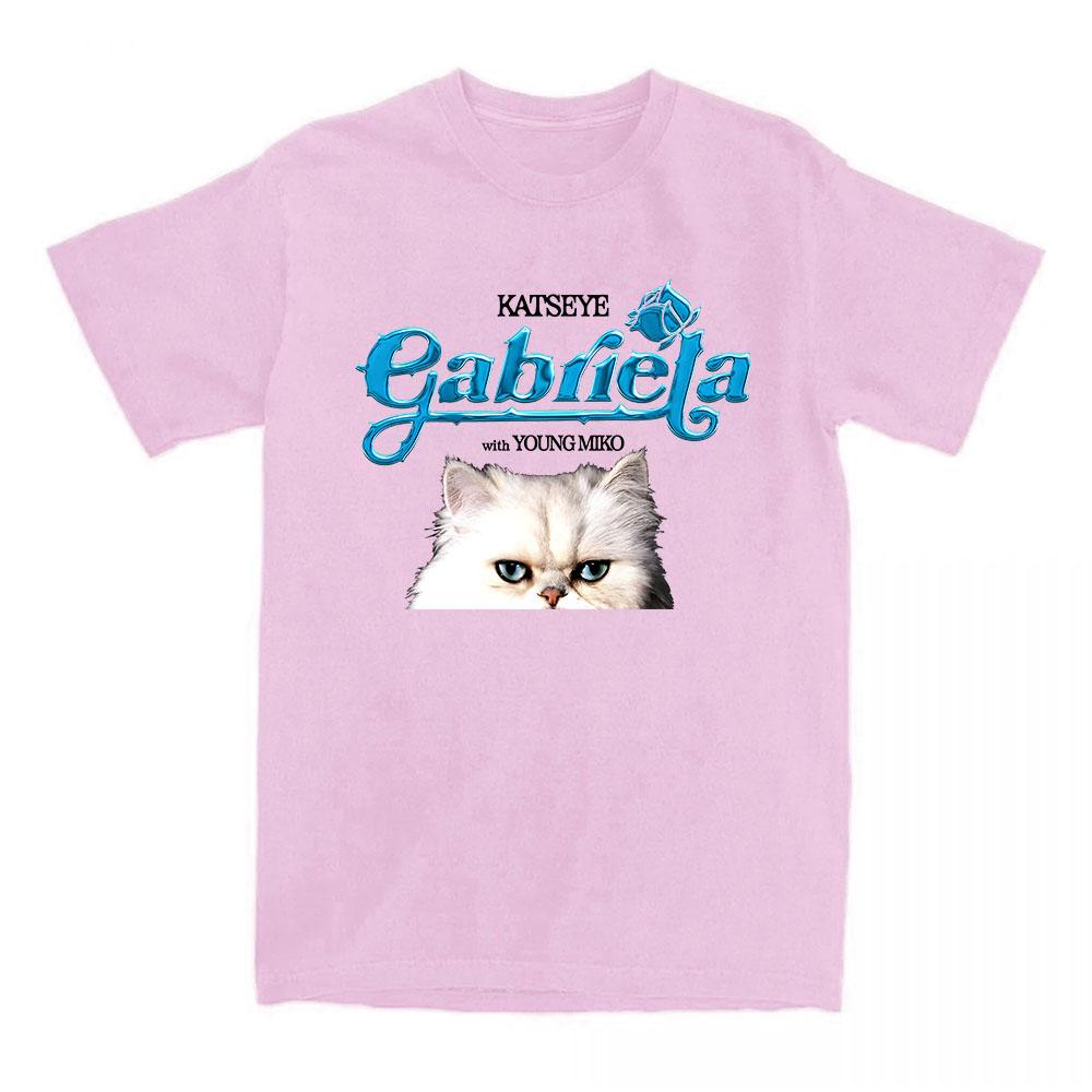 KATSEYE Gabriela Young Miko Remix T-shirt Cartoon Cat Graphic Print Tshirts Short Sleeve Fashion Women T Shirt Streetwear Unisex