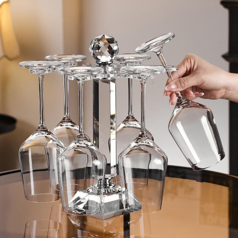 Transparent red wine glasssetwithaslantedU-shaped decanter and diamond-shapedcupholder, simple style home-use red wine glass set