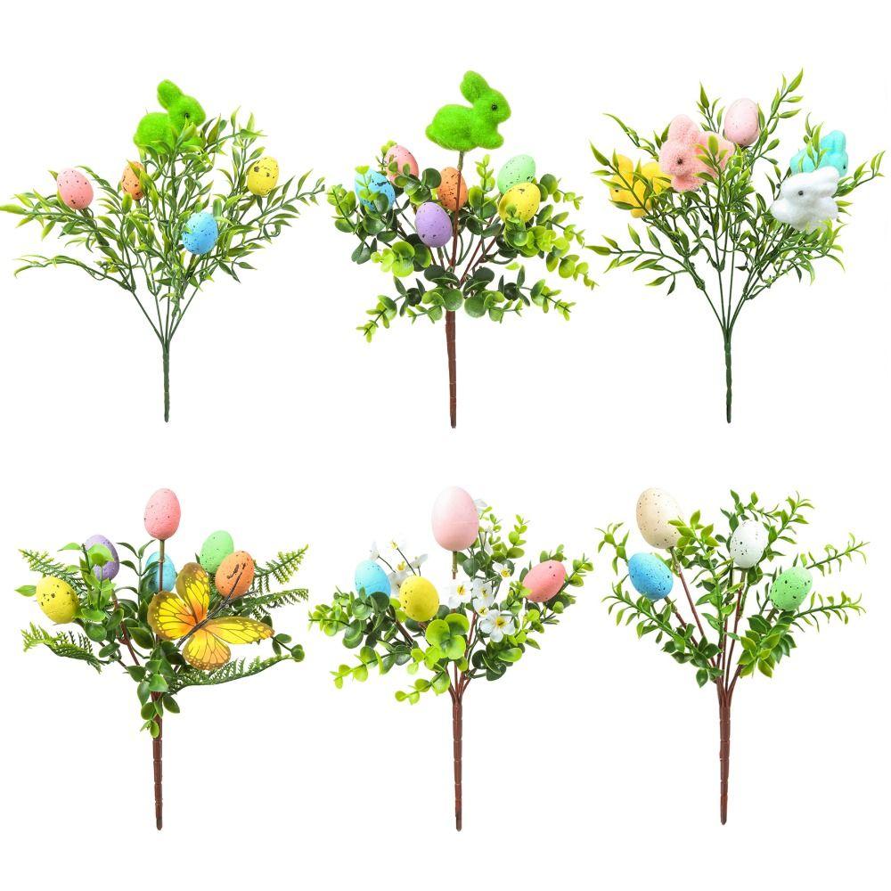 New Foam Eggs Tree Branch Colorful Simulation Painting Foam Egg Artificial DIY Easter Egg Bouquets Festival Party