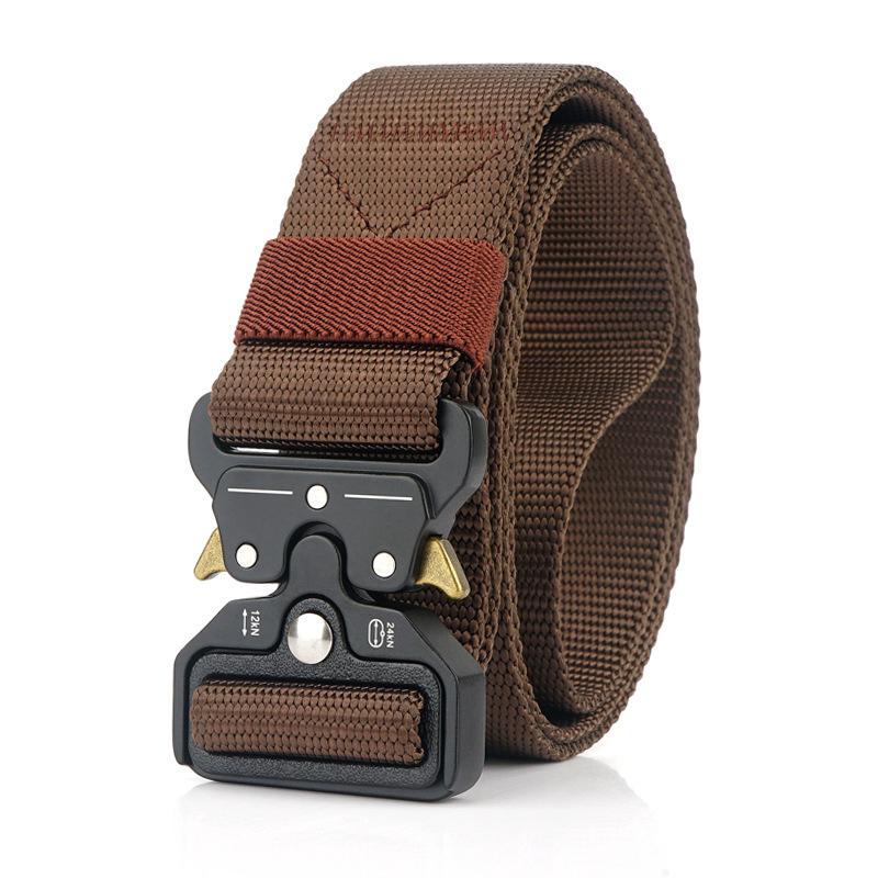 New Men'S Commuting Belt With Automatic Buckle Nylon Waistband, Outdoor Leisure Versatile Double-Layer Thick Belt