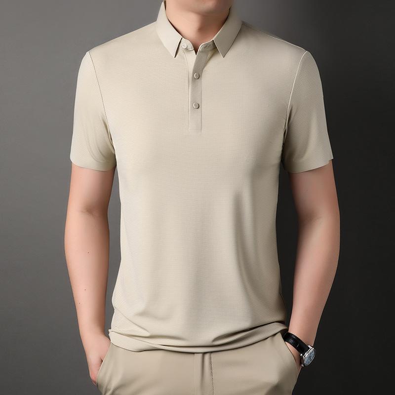 Lapel Men'S Short-Sleeved T-Shirt Medium And Green Casual Men'S Seamless Top Polo Shirt