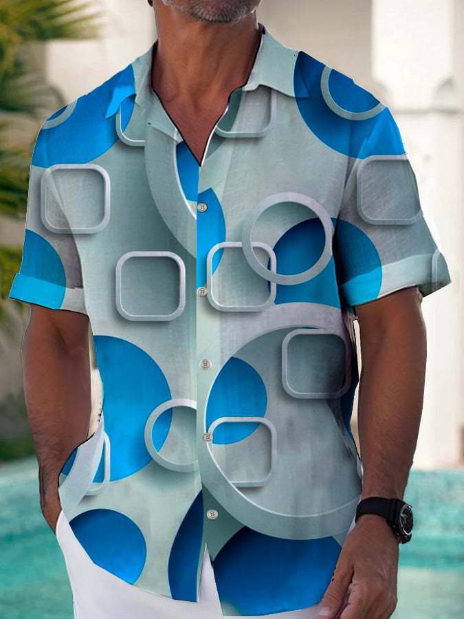 New Fashion Spring and Summer Leisure Gradual Change Color Printed Hawaiian Shirt Men's Vacation Seaside Trade Manufacturers