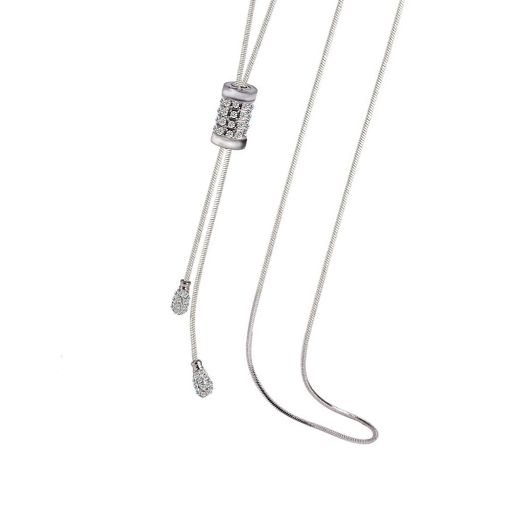 Elegant Women's Tassel Pendant Necklace Versatile Long Chain Necklace Adornment With Crystal Embellished Tassels Charm