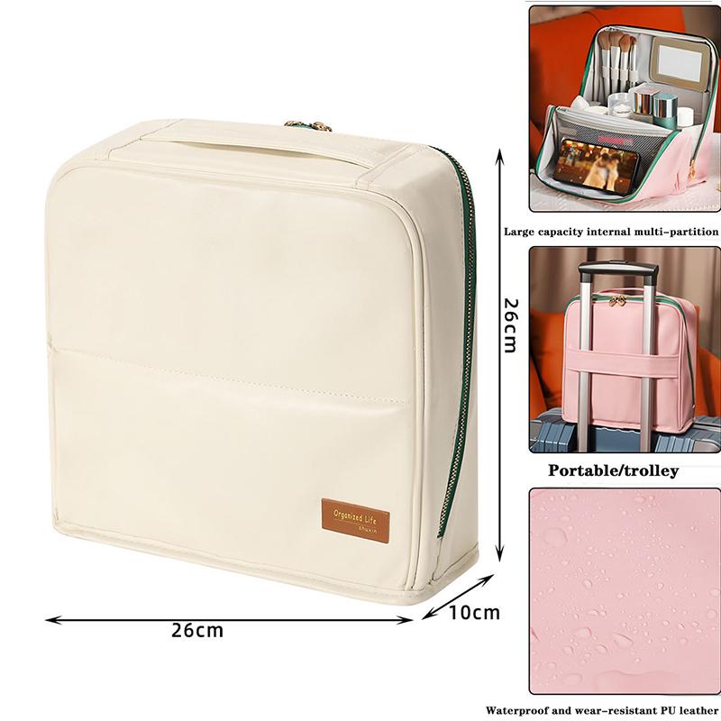 

1 Piece Large-capacity Cosmetic Bag,Easy To Carry, Can Be Hung On A Suitcase,A Travel Essential, Vertical Pencil Case Organizer. бежевый