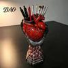 Niche Style Gothic Ornament Hand Holding Human Heart Organ Vase, Anatomical Shaped Planter Spooky Halloween Desktop Flower Pot for Living Room Dining