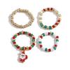 European & American Christmas Seed Bead Ring Set: 4-Piece Elastic Rings, Trendy Women's Fashion