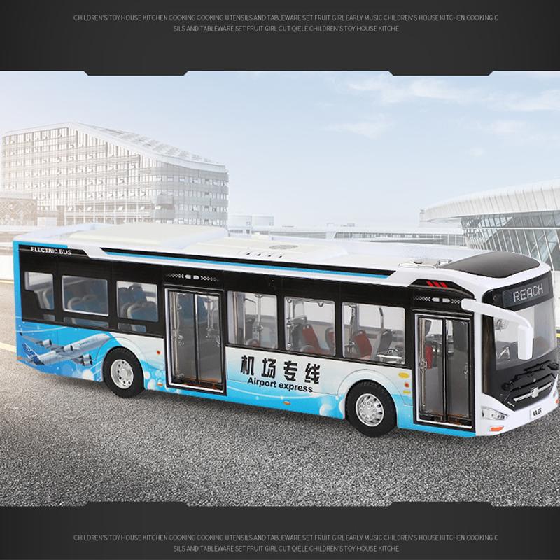 1: 42 Ka'er New Energy Bus Alloy Bus Model Public Transport Children Toy Sliding Sound and Light Toy Airport Bus Door Openable