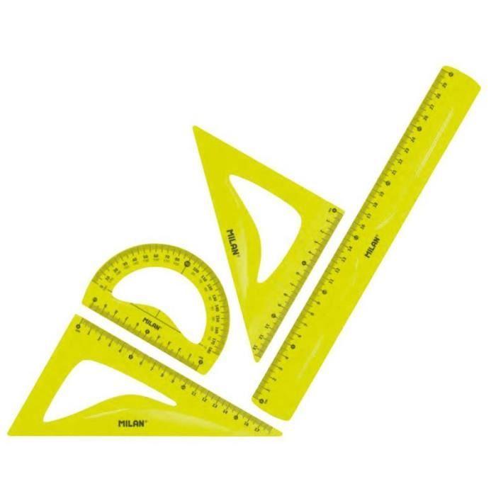 Zeichenset - Milan - 359801Y - 4 Teile - Lineal 30 cm - Flexibel und widerstandsfähig