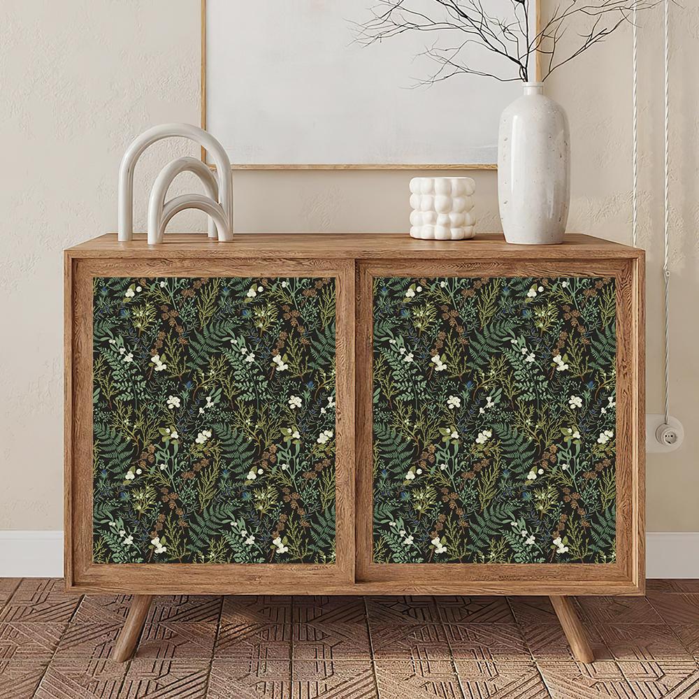 Tropical Moss Leaf Peel And Stick Wallpaper Black White Floral Self Adhesive Removable Contact Paper For Bedroom Walls Cabinets