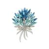 Blå Gradient Blombrosch för Damer Glittrande Kristall Strass Broschnål Elegant Dam Slagstift Smycke Gåva