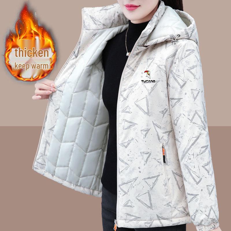 

2024 Женская зимняя теплая хлопковая куртка с капюшоном для женщин среднего и пожилого возраста 4XL