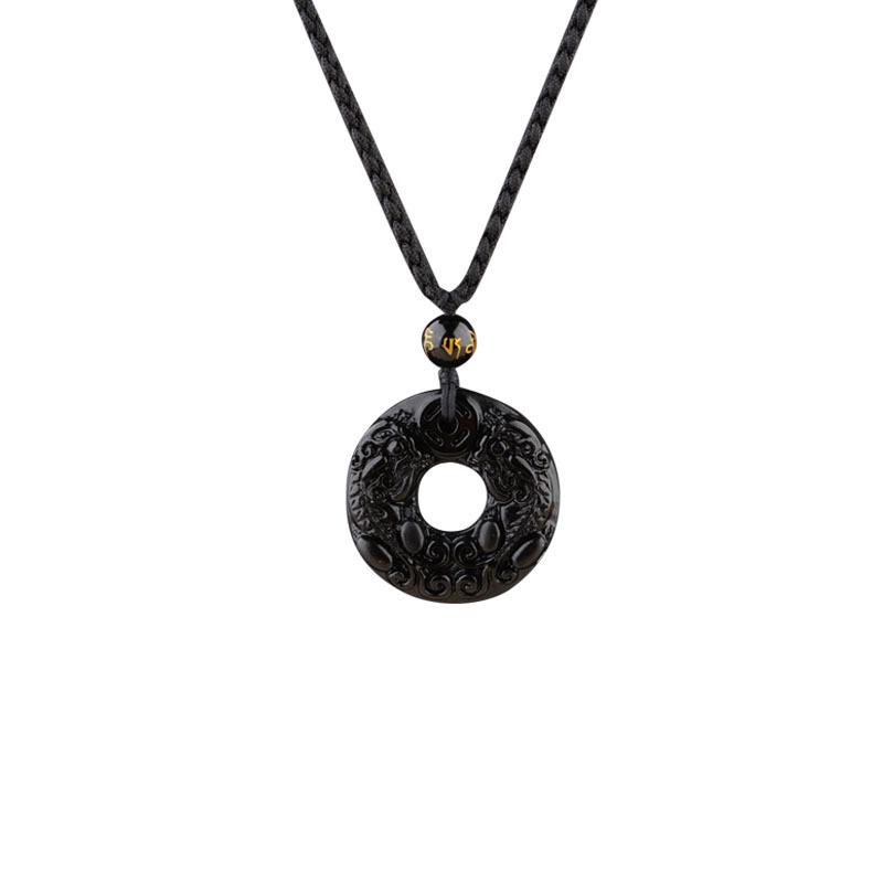 Obsidian Pixiu Pendant Necklace for Men and Women - Attract Wealth and Good Luck with Crystal Accessories