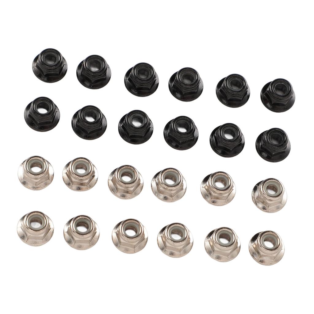 24 buc Piulițe autoblocante cu flanșă M4 Metal profesional Previne slăbirea Rezistență la alunecare Piulițe hexagonale cu flanșă pentru