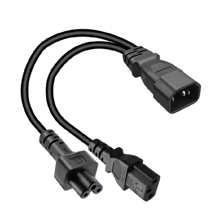 3-Prong C14 To C5+C13 Connector Adapter Cord Male Plug To Female Converter Wire