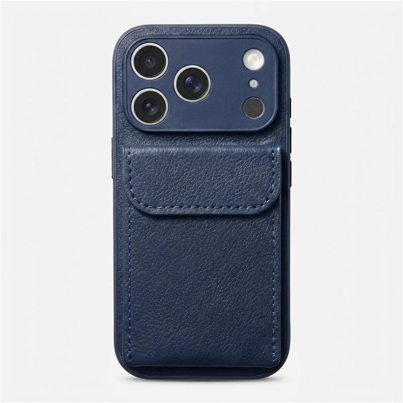 Applicable to iPhone17PROMAX mobile phone case, lychee leather pattern card bag bracket, advanced Apple 16 anti-drop protective case.