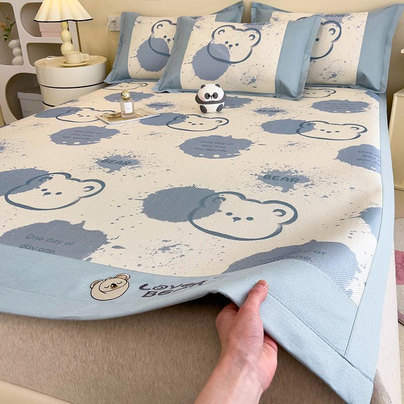 3KS Podložka z ledového hedvábí Letní ratanová podložka Letní podložka na postel Prostěradla Skládací ledové hedvábí Manželská postel Klimatizační podložka