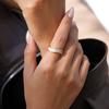 Yori White Square Cubic Zirconia Wave Ring 18k Gold Color Pvd Plated Stainless Steel Fashion Finger Jewelry Accessories Gift