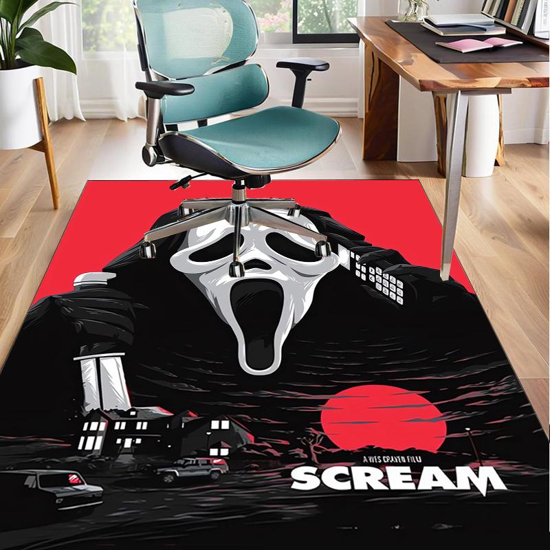 Heartbeat Ghostface Of Horror Office Rug Chair Mat, Game Carpet, Suitable for Front Door, Bedroom, Living Room, Desk, Holiday Gift