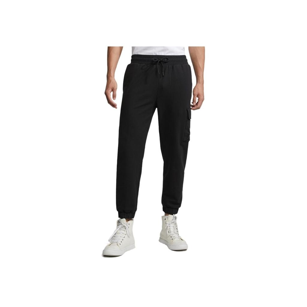 Calvin Klein Letter Print Drawstring Cuffed Knit Joggers Men bottoms Black J323184BEH