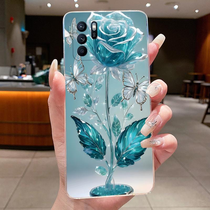 For Oppo Reno 6Z 5G Casing CPH2237 Luxury Fashion Butterfly Flowers Clear Soft TPU Back Cover For Oppo Reno6 Z 6 Z 5G Phone Case