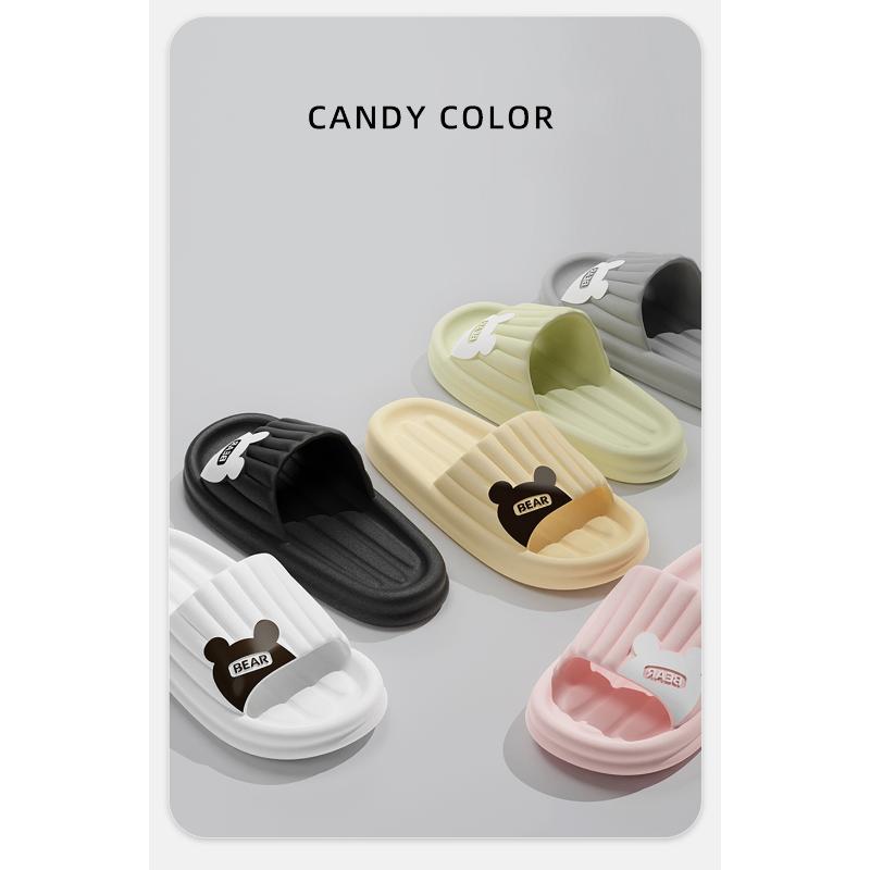 Cartoon Bär Sommer Männer Hausschuhe Nicht Slip Bad Hause Boden Flache Damen Schuhe Dicken Boden Rutschen