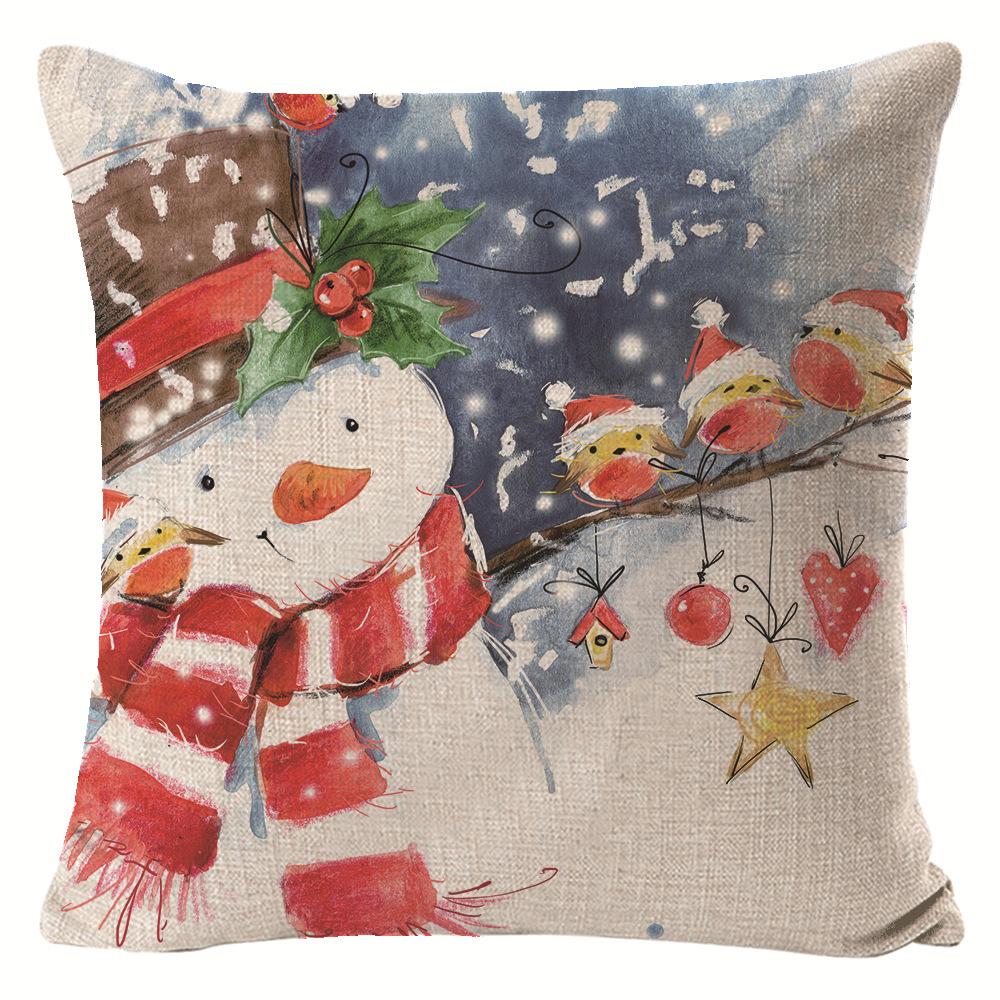 New Snowman Pillow Cover Christmas Print Decorative Cushion Cover Bedside Sofa Linen Pillow