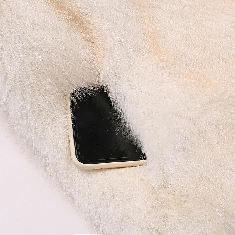 Luxury Faux Fur Coat Women Winter Thick Warm Long Sleeve Turndown Collar Female Overcoat  Elegant Lady Outerwear