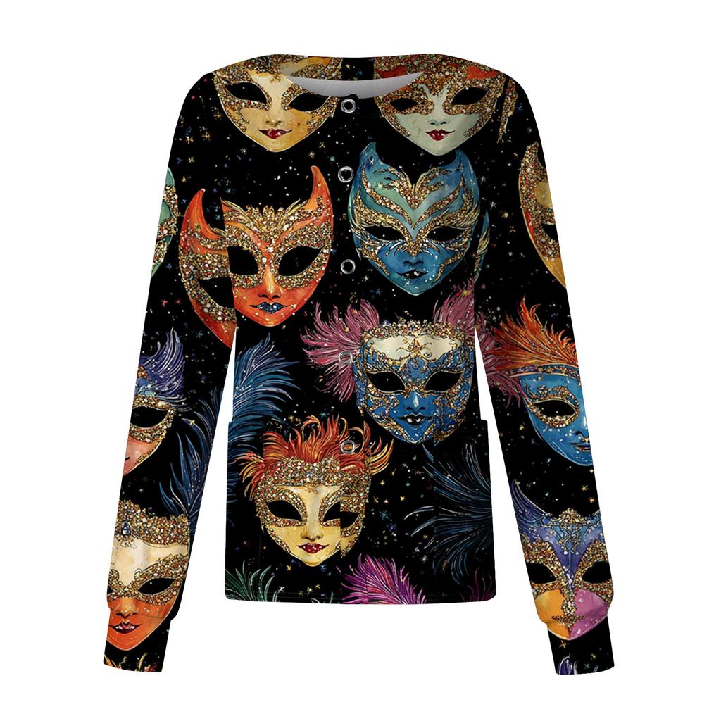 Women's Casual Long Sleeve Single Breasted Printed Dry- Top