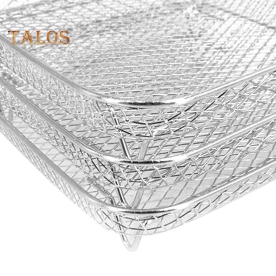 1 Set Stainless Steel Dehydrator Rack Three-layers Stackable Square Dishwasher Safe Roasting Steamer Rack Kitchen Fryer Accessories
