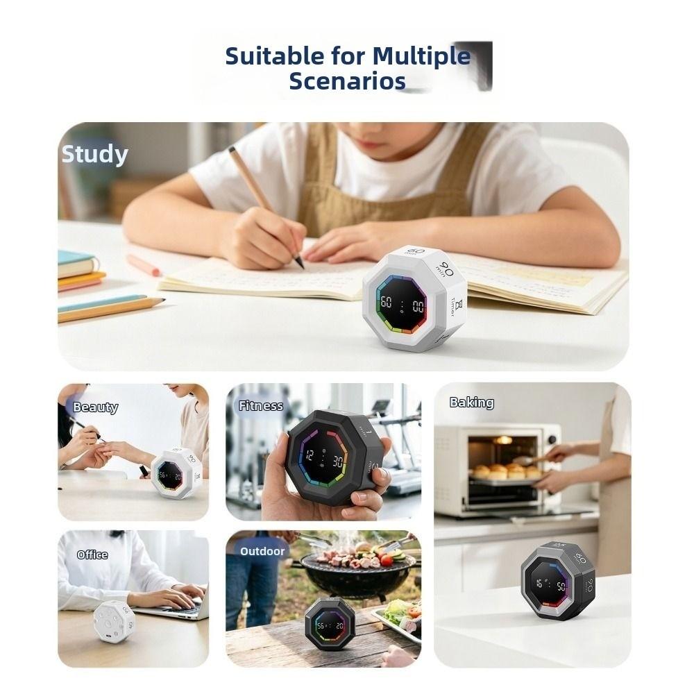 Magnetic Gravity Sensor Timer Smart Cube Timer Mini Kitchen Timer  Student
