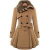Women's Jacket Windbreaker Warm Plush Thick Clothes Double Breasted Belt Autumn and Winter Slim Lapel Coat