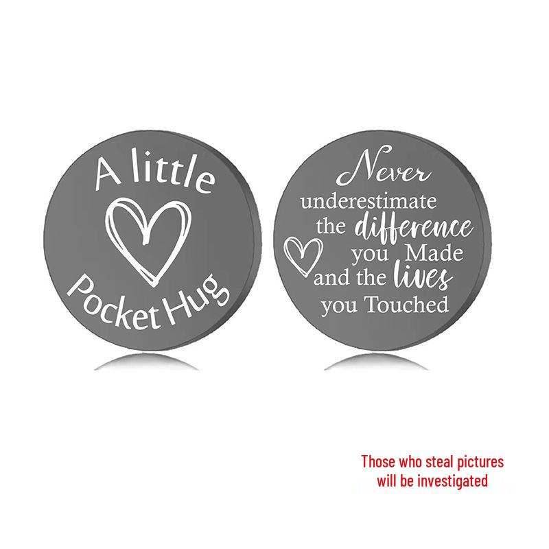 Lucky Charm Motivational Coin: Engravable Stainless Steel Couple & Family Gift Ornament.