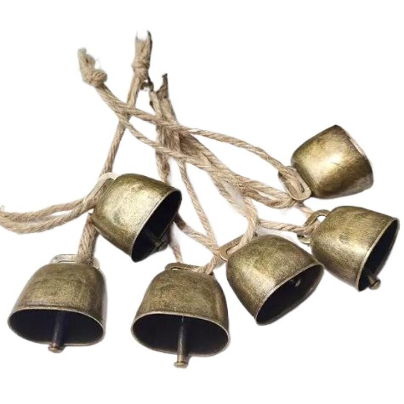 Cow And Sheep Bells Pet Copper Bells Christmas Decoration Jingle Bells With Hemp Rope Loud Bells Xmas Hanging Ornament