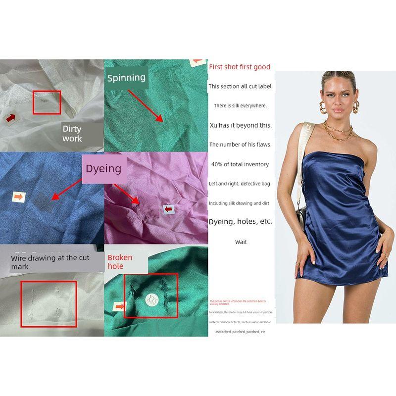 

Foreign Trade Original Order PRI * Ncess Polly Shaya Elegant Graceful Silks and Satins off-the-Shoulder Tube Top Dress Four Colors