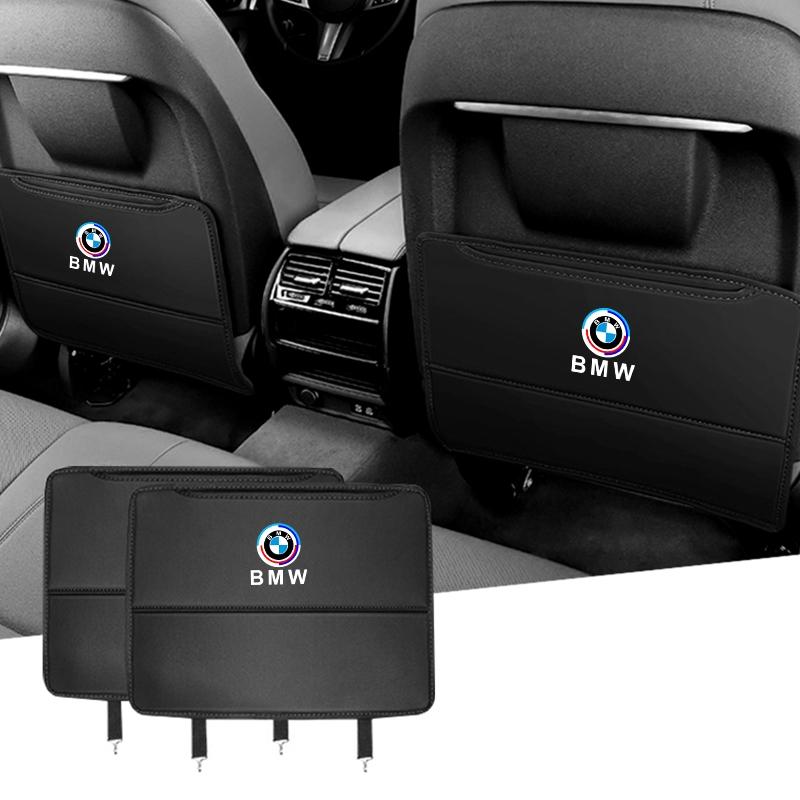 DJSA5 Car Seat Back Anti Kick Pad Prevent Dirt Protect Leather Cover For BMW 50th Anniversary 3 5 7 Series E83 F16 E70 Auto Accessory