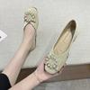 Fashion Pearl Woman Flats White Yellow Square Toe Shoes for Women High Quality Fashion Genuine Mark Casual Shoe Stylish On Offer 39 Sale