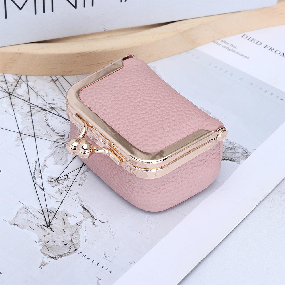 Chic Full-Grain Leather Mini Kiss-Lock Pouch Jewelry Organizer for Rings Necklaces Earrings Compact Daily Accessory Coin Purse