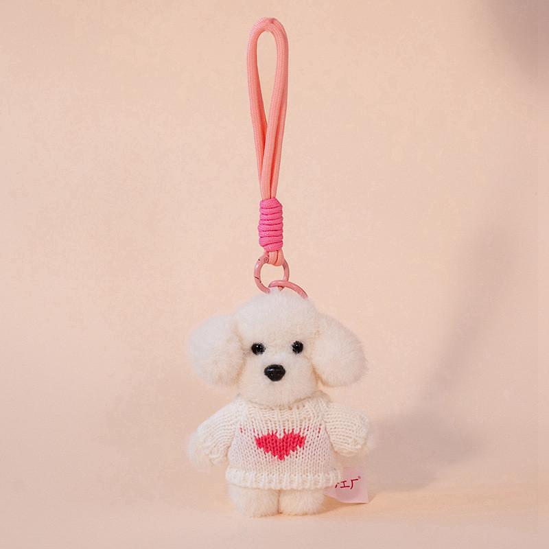 Teddy Dog Plush Keychain With Sweater Cute Cartoon Animal Toy For Girls And Kids