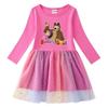 Korean Style Girls' Dress: Short Sleeve Summer & Long Sleeve Spring/Autumn Edition with Stars, Rainbow Sequins, and Mesh Pleated Princess Design.