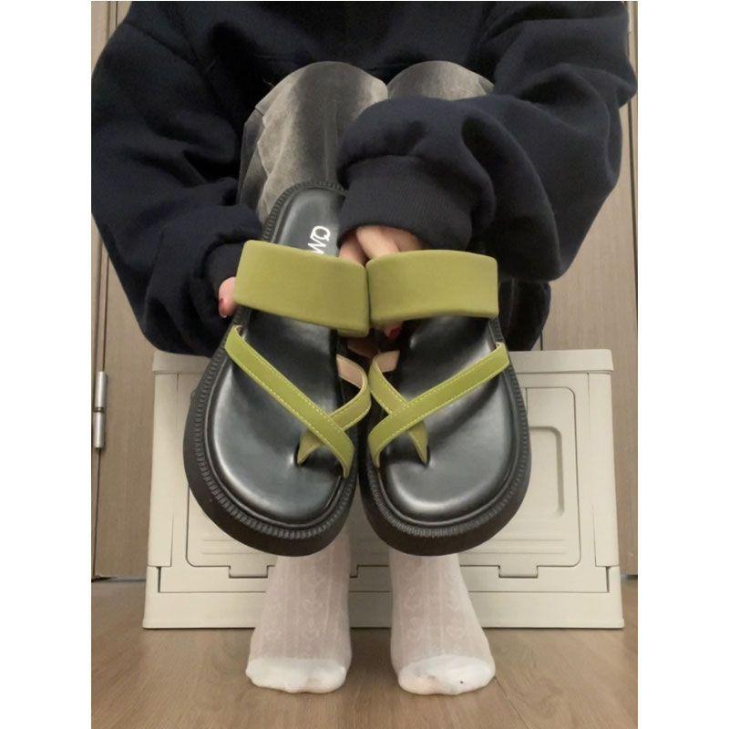 

Шлепанцы на толстой подошве с увеличением роста для летней женской одежды, новый модный темперамент, женские сандалии на танкетке 54