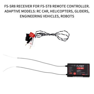 FLYSKY FS-SR8 Odbiornik 2.4G Protokół ANT 3.5 ~ 9 V/DC Odbiornik dla FS-ST8 RC Helikoptery Łódź samochodowa