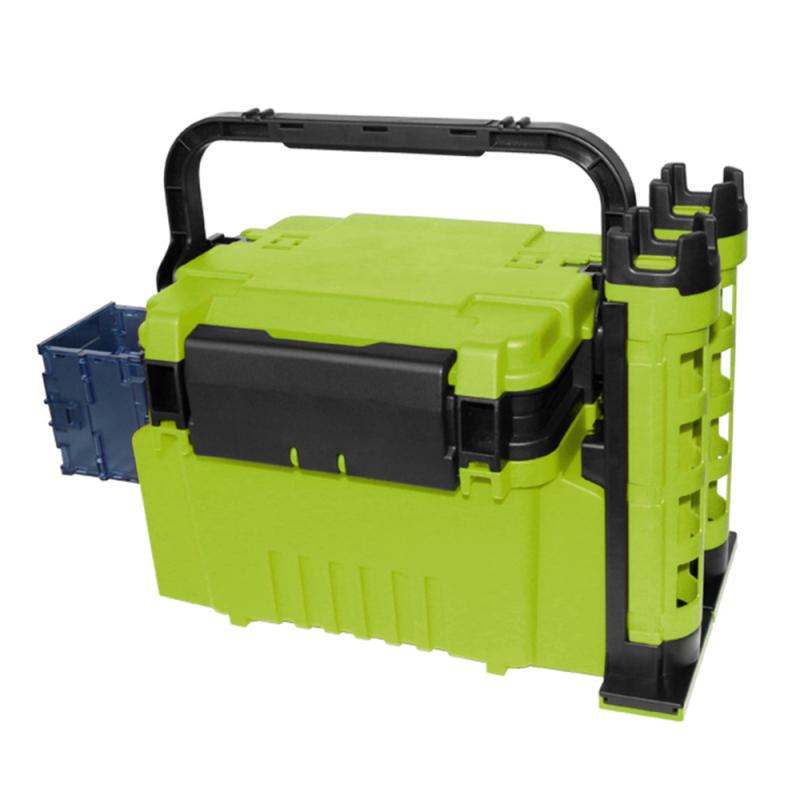 Fishing Box Travel Fishing Case Box with Bottle Holder Rod Stands Tubes Sturdy ABS plastic Fishing Box w/ Self locking system