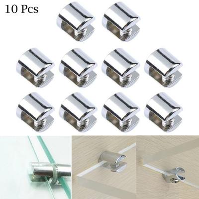 10Pcs Glass Brackets Glass Shelf Clamp Holder Flat Back Mount Holder  Zinc Alloy Glass Laminated Board  Fixed Clip Hardware