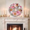 1PCS  Fall Wreath With Pumpkins & Silk Flowers Fall Wreath 17.72 Inch Fall Wreath With Pumpkins & Silk Flowers For Autumn Decor