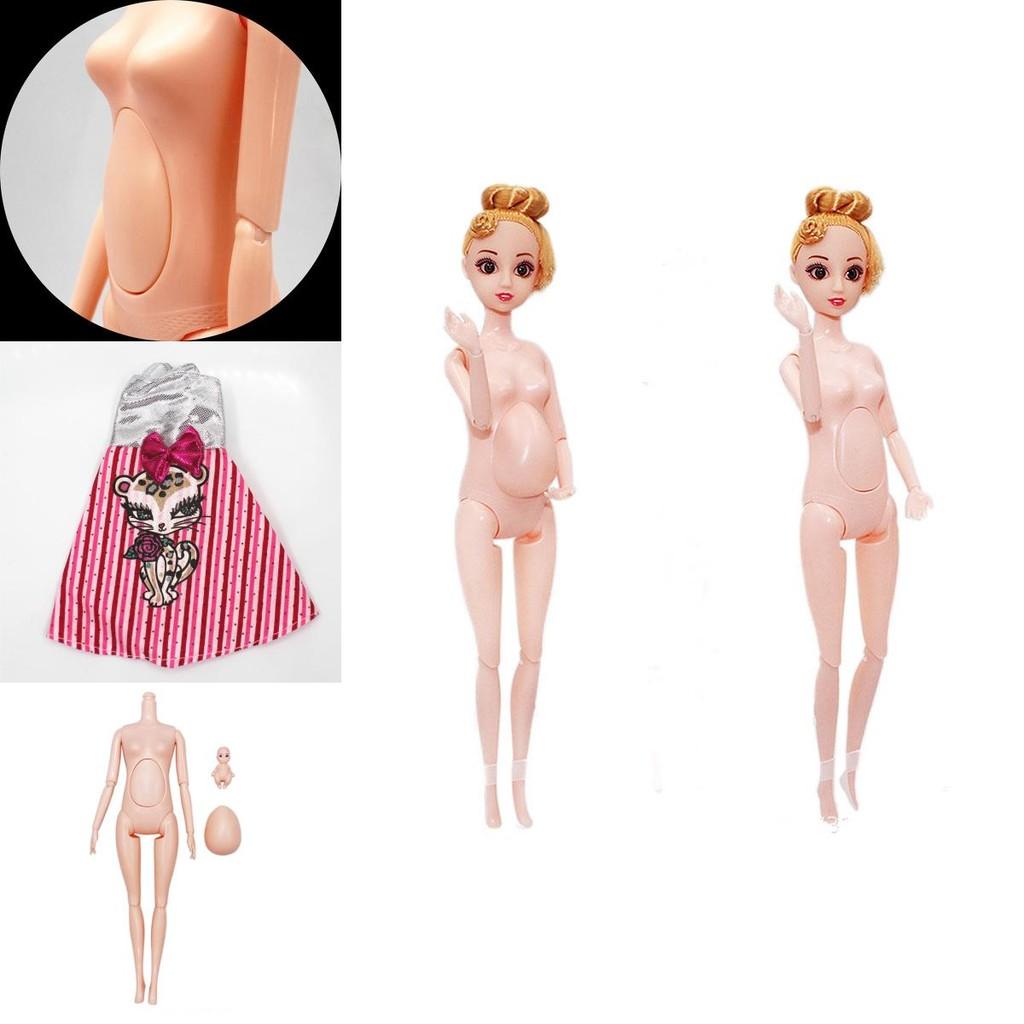 11-inch 30cm 6-part Jointed Big-bellied Pregnant Naked Doll With Detachable Belly