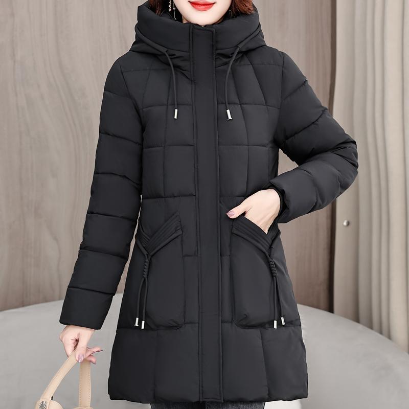 

Длинные парки для женщин среднего возраста, зимние пальто, элегантные свободные, толстые, теплые, женские куртки с капюшоном 4XL