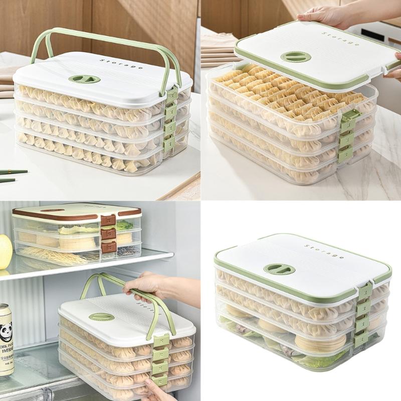Clear Dumpling Storage Container With Manual Date Timer Stackable Designs Accessory for Efficient Freezer Organization