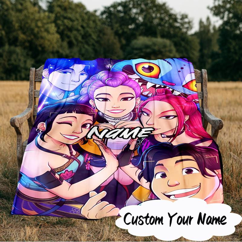 Custom Name Fantasy Friends KPop Blanket Ideal Bedding Blanket Perfect for Travel, Camping, Living Rooms, Offices, Sofas, Fan Christmas gift