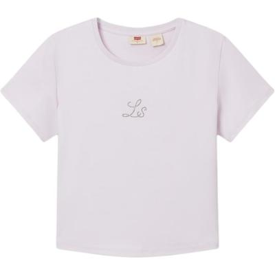Levis Soft Comfortable Casual Ribbed Crew Neck Short Sleeve T-Shirt Women T-Shirts Purple 003HQ-0001