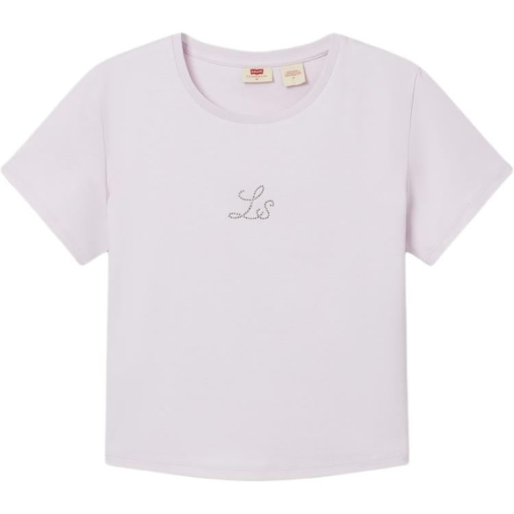 Levis Soft Comfortable Casual Ribbed Crew Neck Short Sleeve T-Shirt Women T-Shirts Purple 003HQ-0001